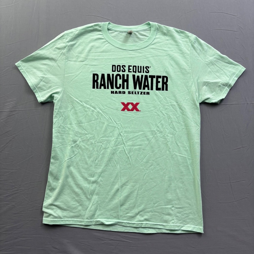 Jerzees Dos Equis Ranch Water Hard Seltzer Graphic T-Shirt Mens Large Mint Green